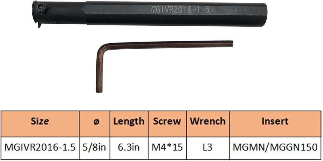 5/8" Nutenschneiden Werkzeug drechselwerkzeuge werkzeug MGIVR2016-1.5 Nut-Trennwerkzeug ，Und 11pcs M