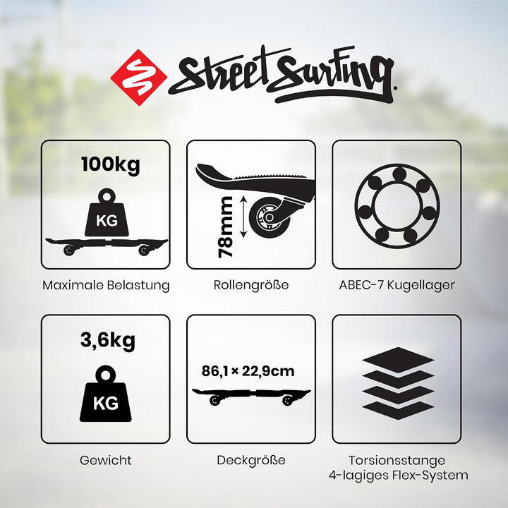 Street Surfing Waveboard Waveboard, Robustes, verstärktes Kunststoff-Waveboard, 3,6 kg, Caster Board