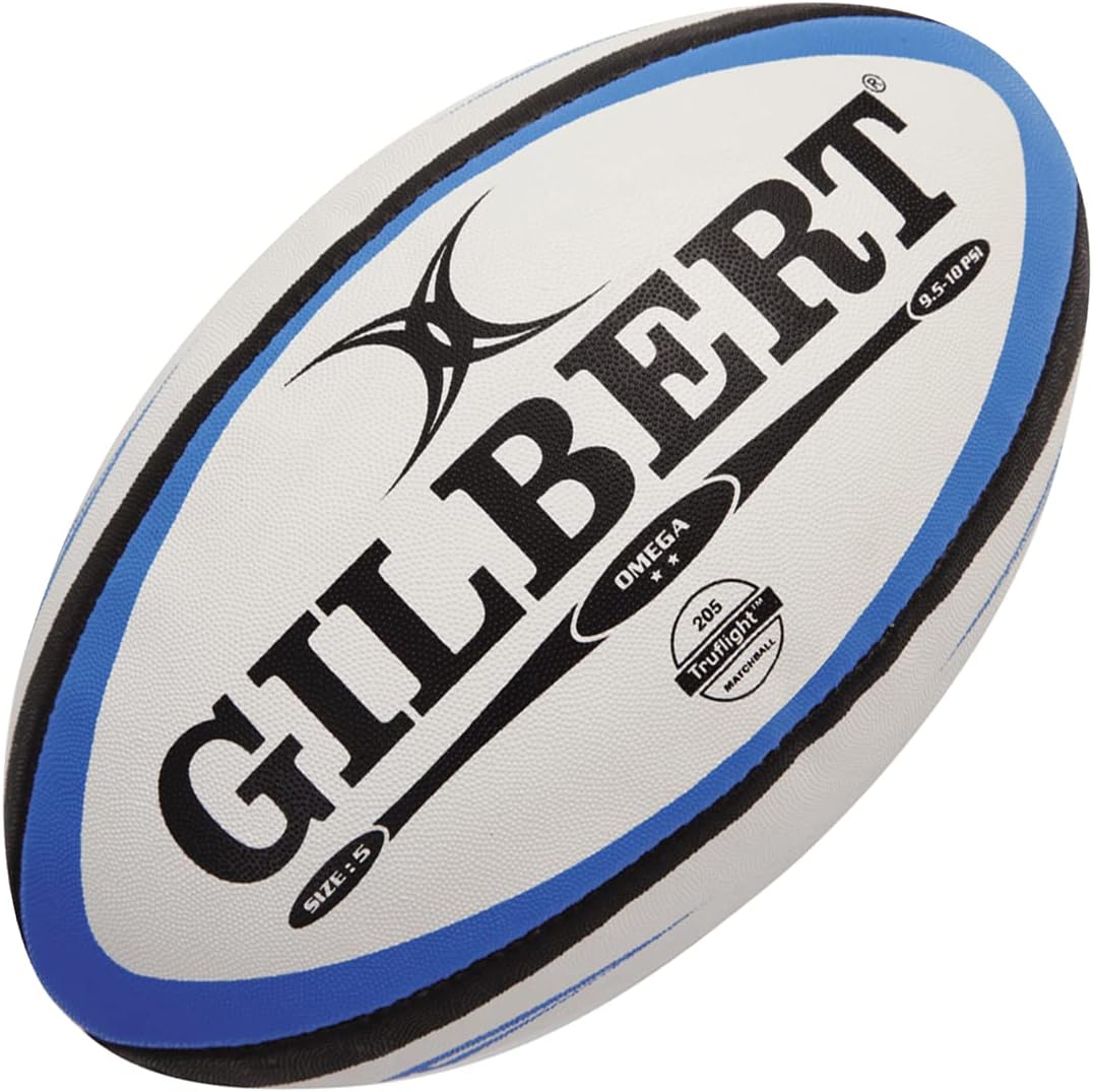 Gilbert Omega Match Rugbyball für Herren Size 5 blau / schwarz, Size 5 blau / schwarz