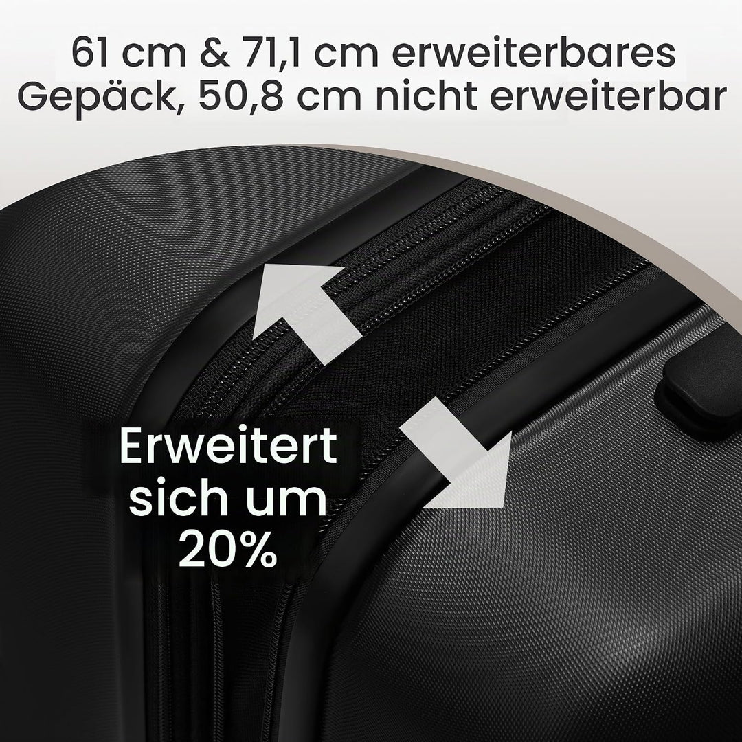 SHOWKOO Kofferset 3 Teilig Hartschale Leicht ABS+PC Erweiterbar Reisekoffer Haltbar Trolley Handgepä