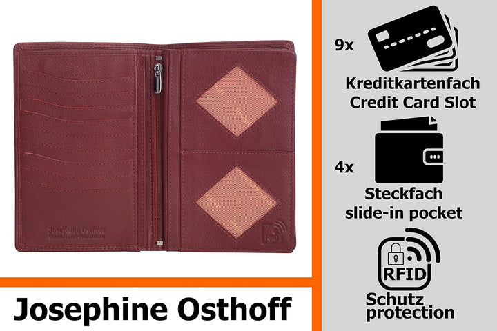Josephine Osthoff Brieftasche Herren Leder Ausweisetui Reisepasshülle Hochformat Ausweishülle Damen
