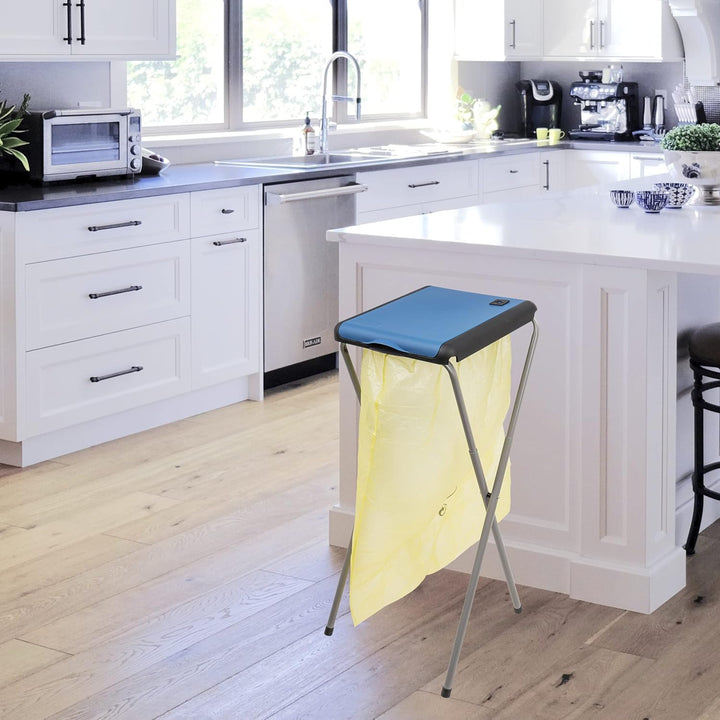 ONVAYA® Müllsackständer bis 120 Liter mit Deckel | Blau - 3 Stück | Stabiler höhenverstellbarer Müll