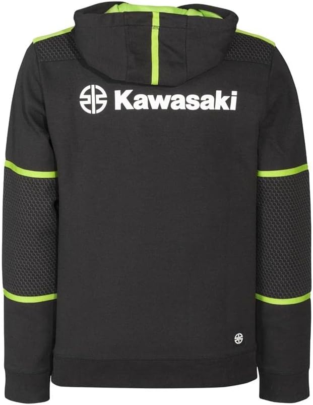 Kawasaki Sports Kapuzen Pullover Hoody 3XL Schwarz Grün, 3XL Schwarz Grün