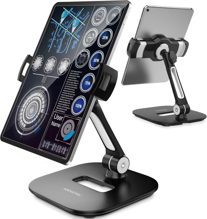 AboveTEK ipad Ständer Faltbar Tablet Ständer 4-11" Tablet Halter Schwarz 360°Swivel Halter Handy Stä