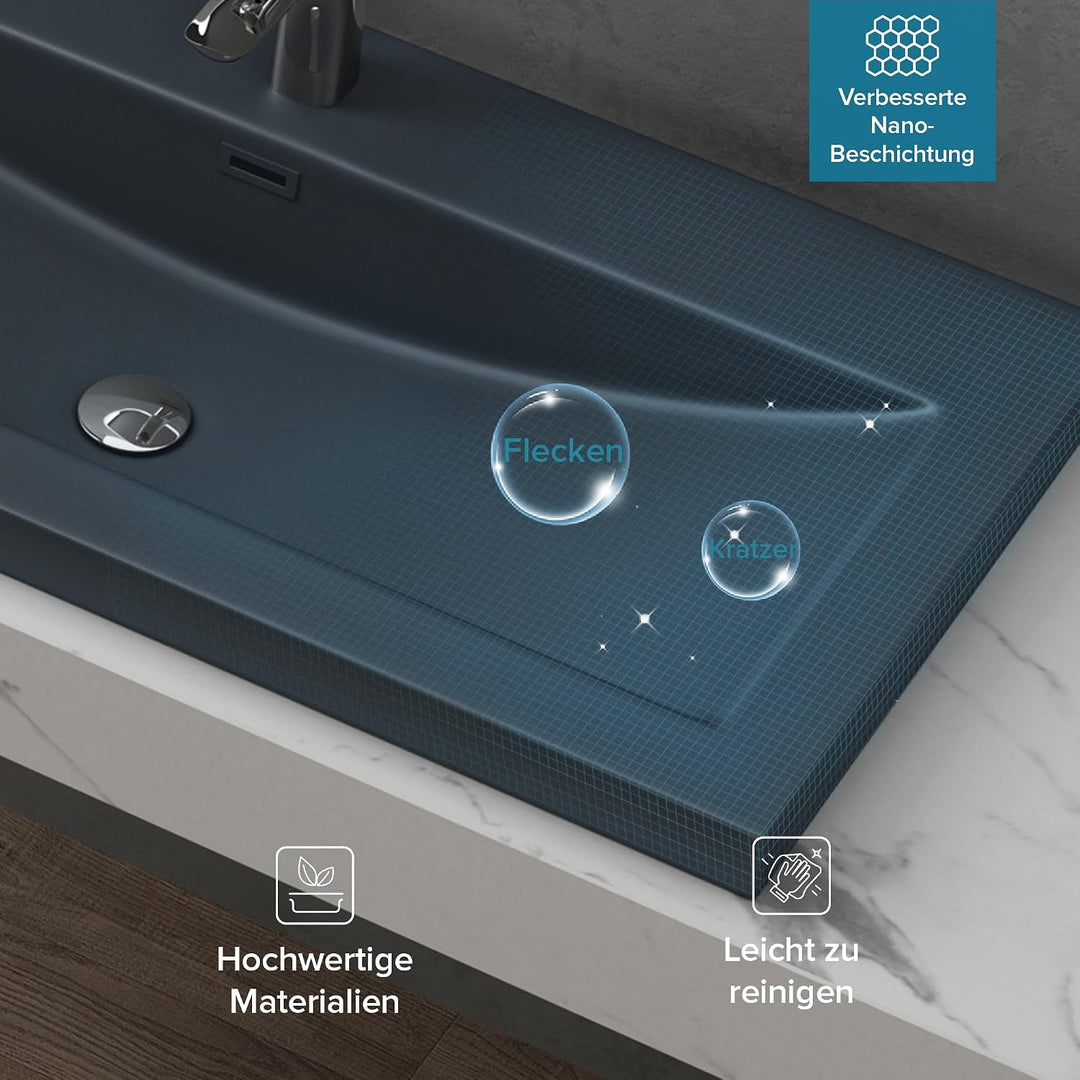 Design Waschbecken Colossum01, Matt Anthrazit aus Gussmarmor, Waschtisch, Waschplatz, Einbauwaschbec