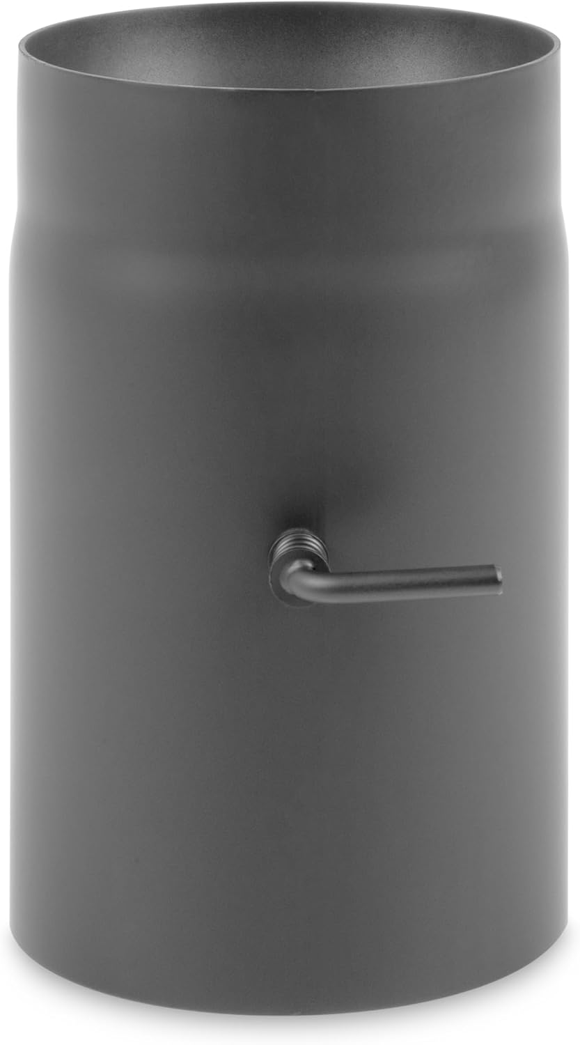 Ø 150mm - Ofenrohr 25cm mit Drosselklappe gussgrau - 2 mm Stahlblech - bis 600°C - Senotherm-Beschic