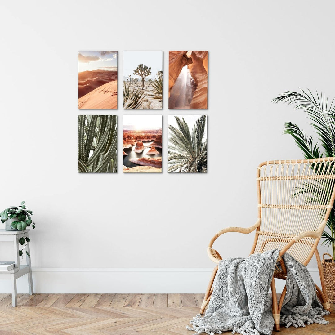 Novart Wandbilder Set - KOMPLETT AUFHÄNGFERTIG - Made in Germany - Moderne Bilder Landschaft Wüste W