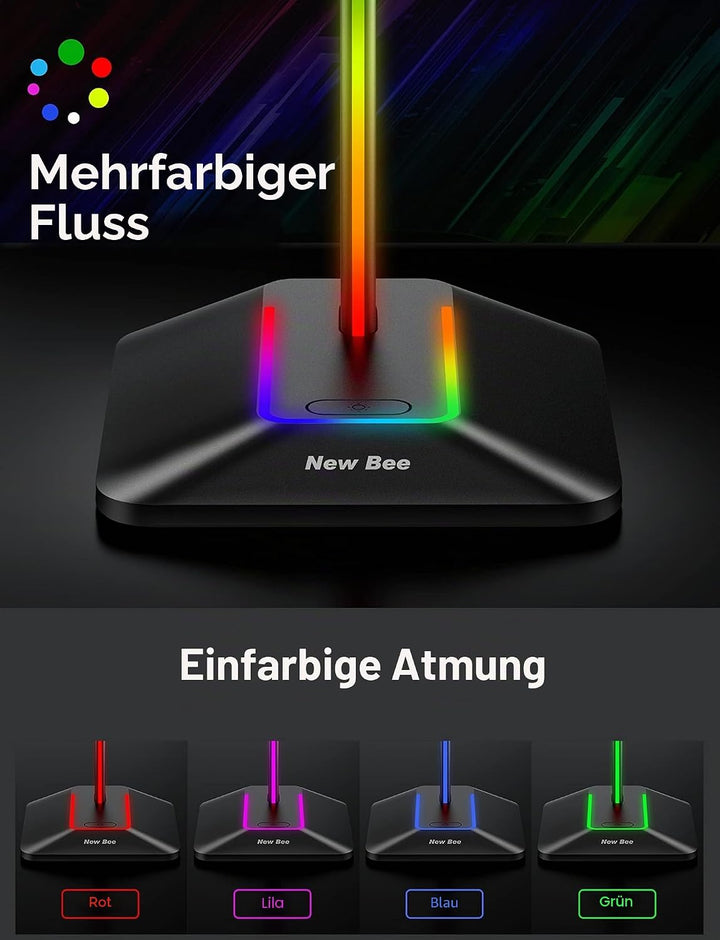 New bee RGB Kopfhörer Ständer,Gaming-Headset-ständer Headset Halterung Wireless Charge Kopfhörer Hal