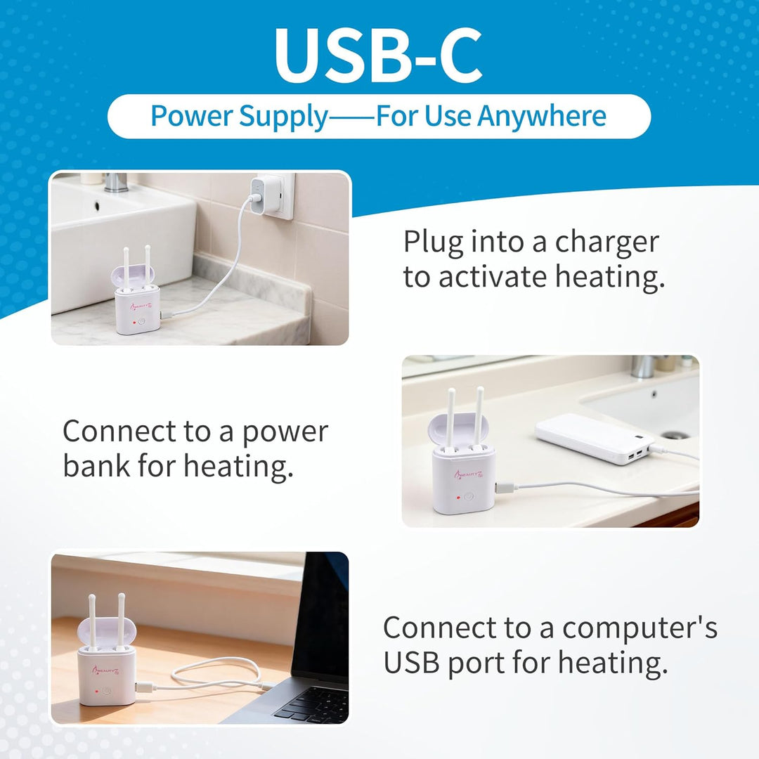 BEAUTY7 USB Ohren - & Nasenhaar Wachs Set Mini Wachswärmer USB-C Anschluss inkl. vorbereiteten 26 Wa