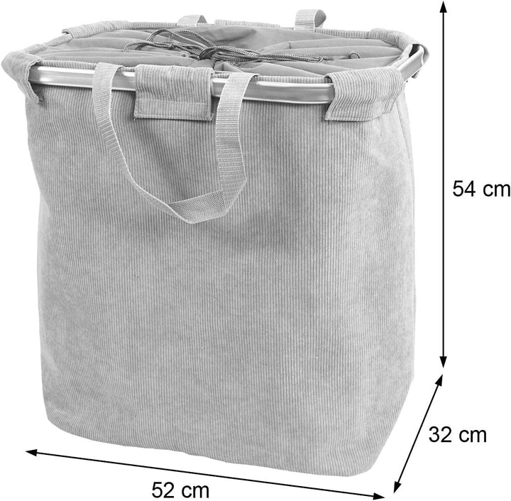Mendler Wäschesammler HWC-C34 2 Fächer Henkel 54x52x32cm 89l - cord grau | Laundry, Wäschekorb, Wäsc