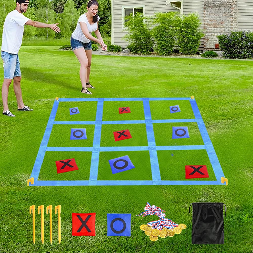 Mineup Riesiges Tic Tac Toe, 1.2m Giant Tic Tac Toe Game, Sitzsack-Wurfspiele für Kinder und Erwachs