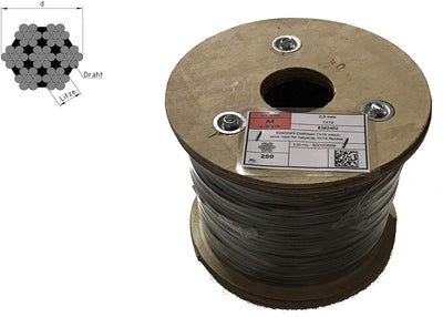 Drahtseil 2mm 50 Meter Geländerseil Edelstahl 7X7 EN 1.4401 mittelweich A4 NIRO, Nirosta 50 Meter Dr