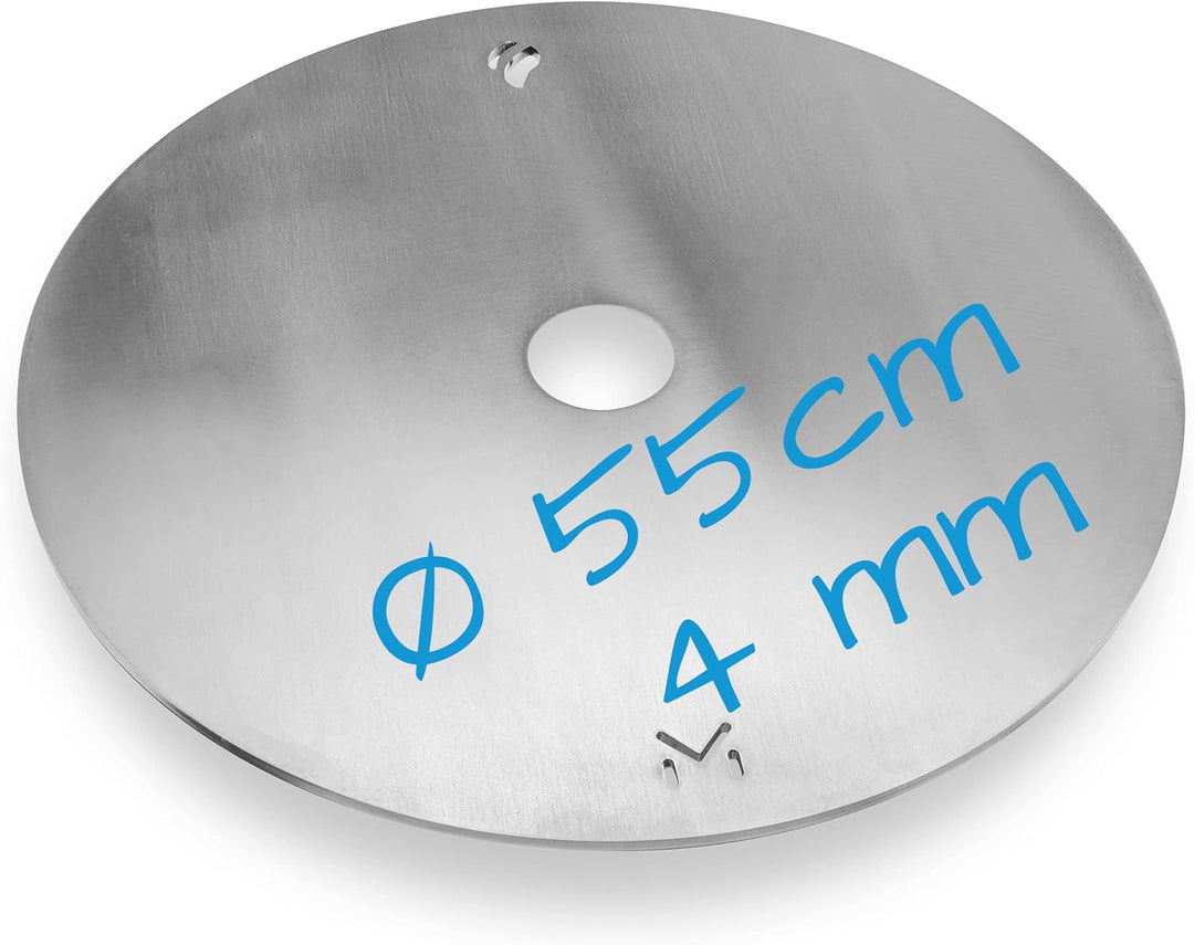 mocisa Grillplatte Feuerplatte Ø 55 cm für Fassgrill | Kugelgrill | Raketenofen | Stahl blank 4mm |