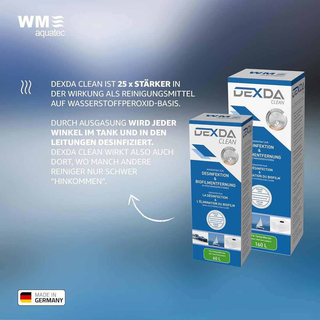 WM aquatec – Hygiene-Trio für Frischwassersysteme bis 60L Tankgrösse – Wasserhygiene für Wohnmobile,