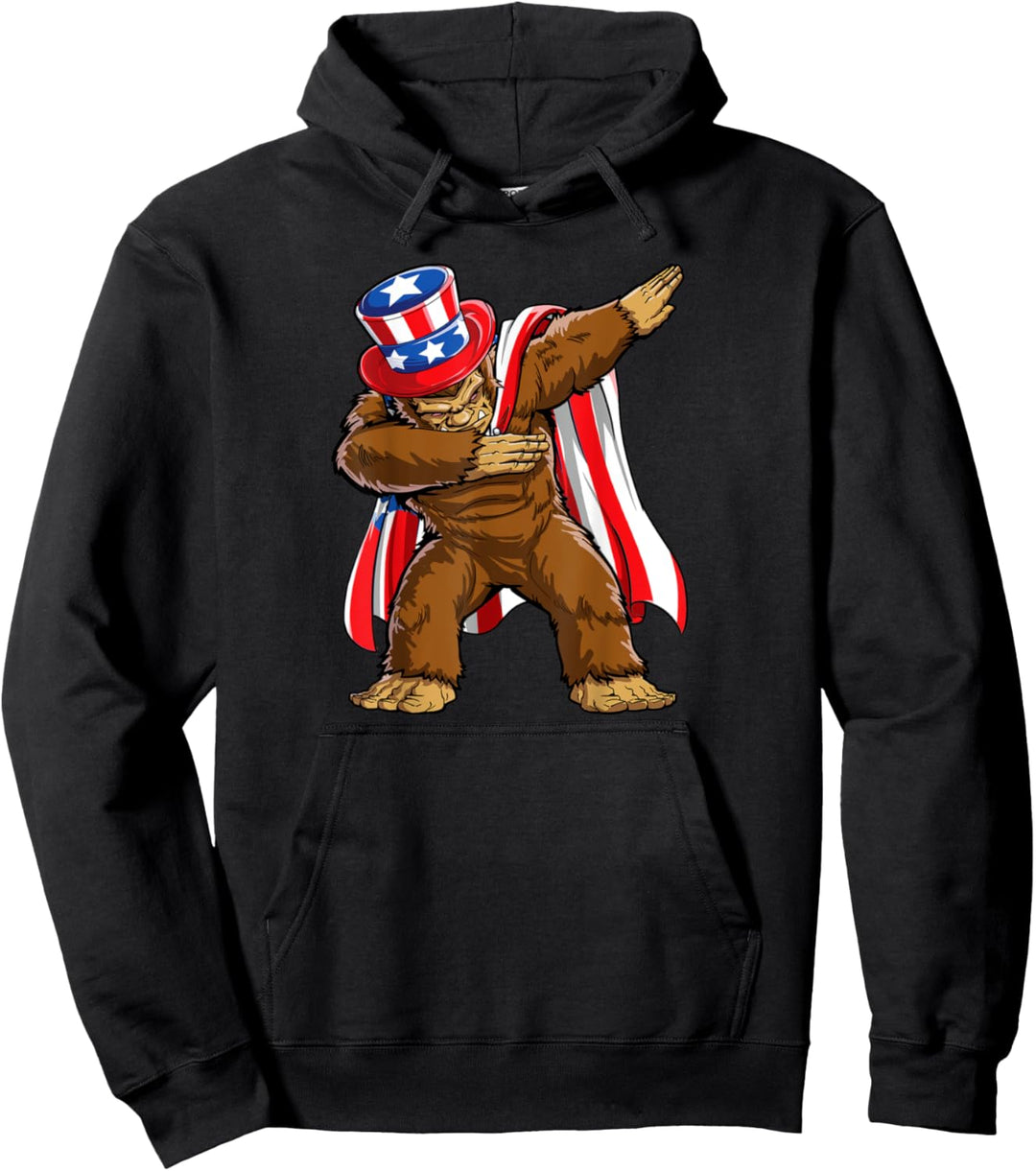 Dabbing Bigfoot feiert den 4. Juli Sasquatch Funny Pullover Hoodie