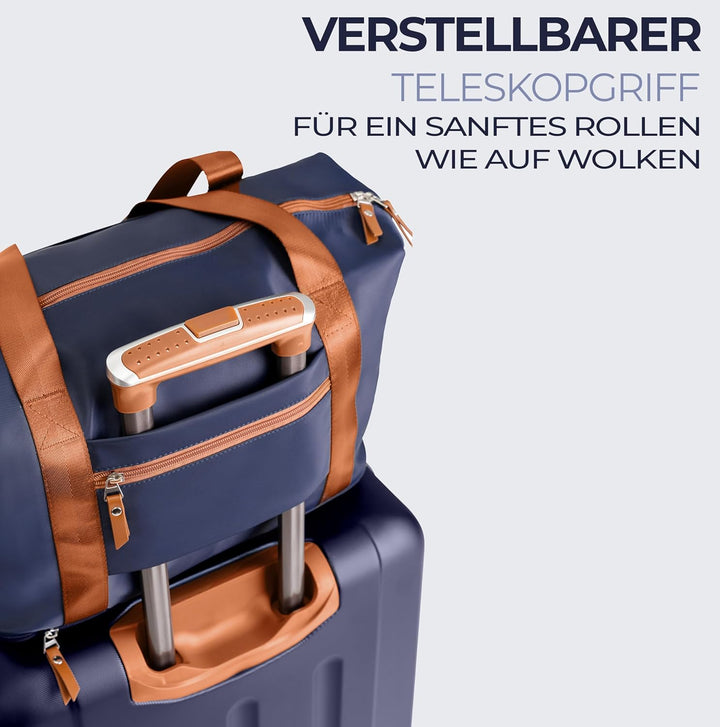 FERGÉ Reisetasche erweiterbar Milano Weekender Kabinengrösse Sporttasche Nano-Mesh blau Blau-braun 1