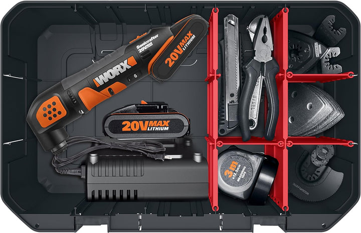 WORX WA0071 Werkzeugkoffer aus robustem Kunststoff - für Das sichere Verstauen aller Werkzeuge und Z