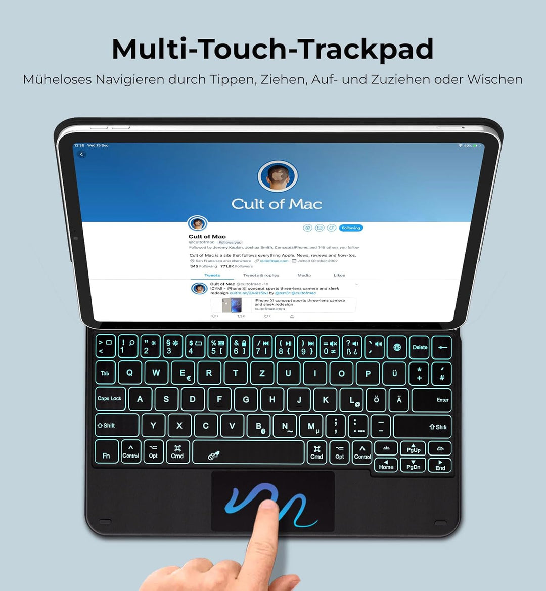 Dracool Tastatur Hülle für iPad 10. Generation 2022 (10,9 Zoll) Tastatur mit Trackpad Magnetische Fr