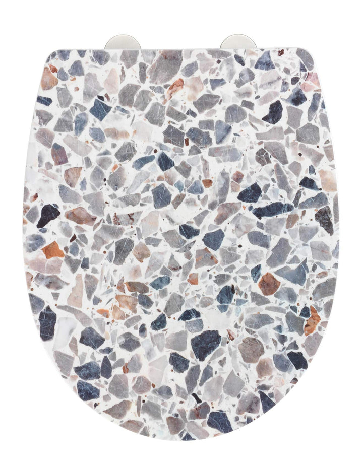 WENKO WC-Sitz Terrazzo, High Gloss Oberfläche, Toilettendeckel mit Absenkautomatik aus bruchstabilem