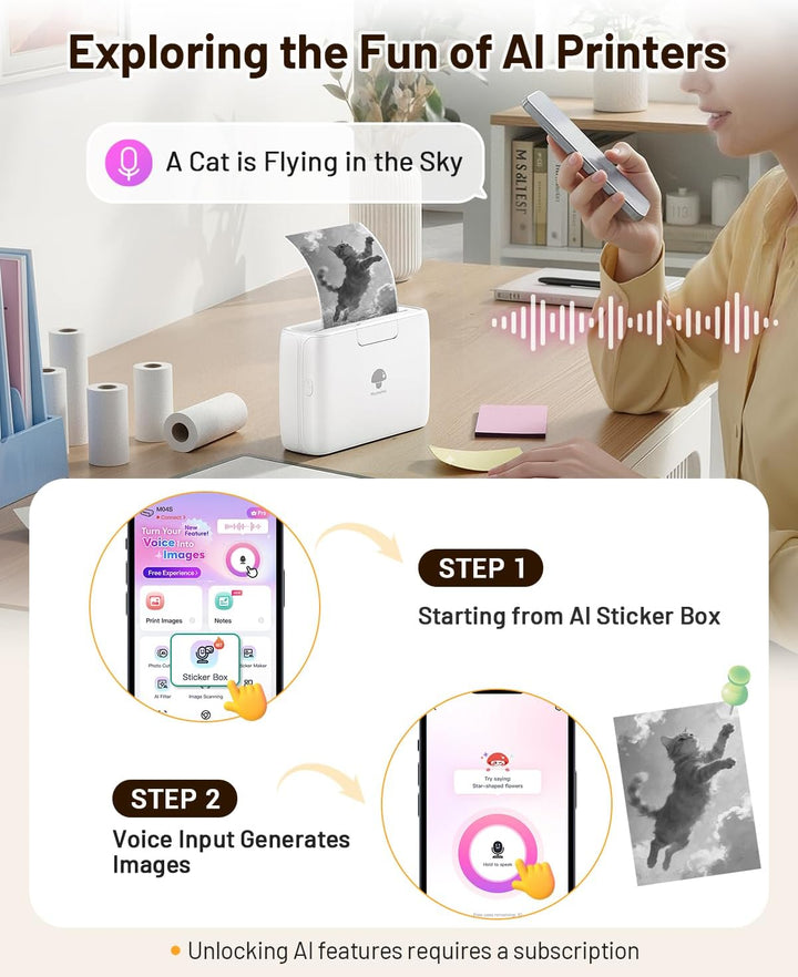 Phomemo M04S 110mm Mini Drucker Tragbarer – 300DPI Taschendrucker Bluetooth Thermodrucker für Handy,