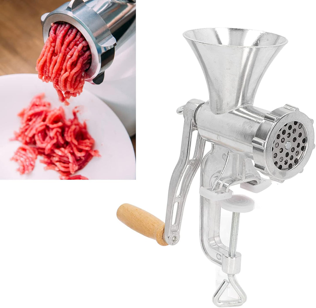 Manuelle Fleischmühle Aluminiumlegierung Fleischwolf mit Lochscheiben und Gebäckvorsatz Wurstfüller