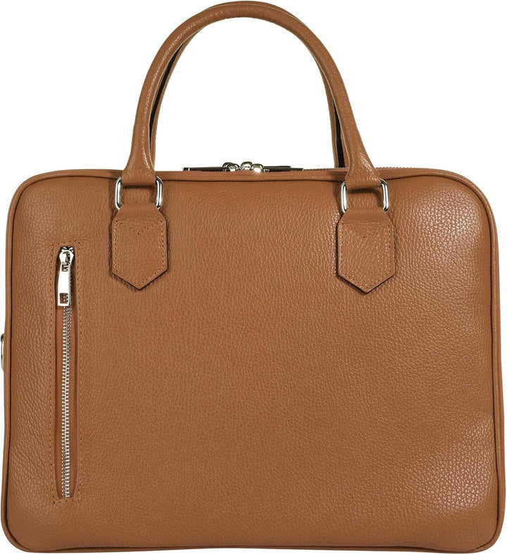 Cluty Aktentasche echt Leder Damen - 021833 Cognac, Cognac