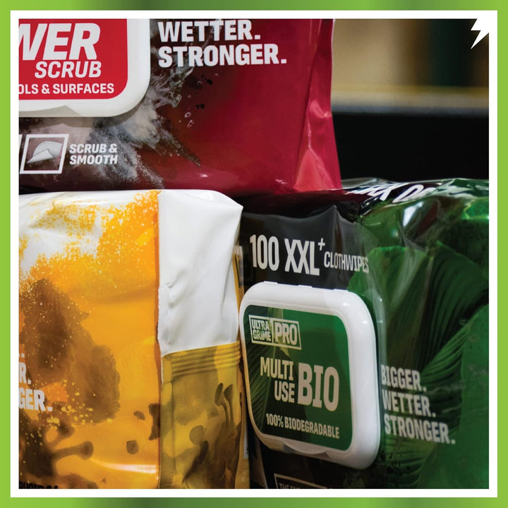 UltraGrime Pro Bio Cleaning Clothwipes | Industrielle Tücher zur Entfernung von Fett, Öl, Farbe und