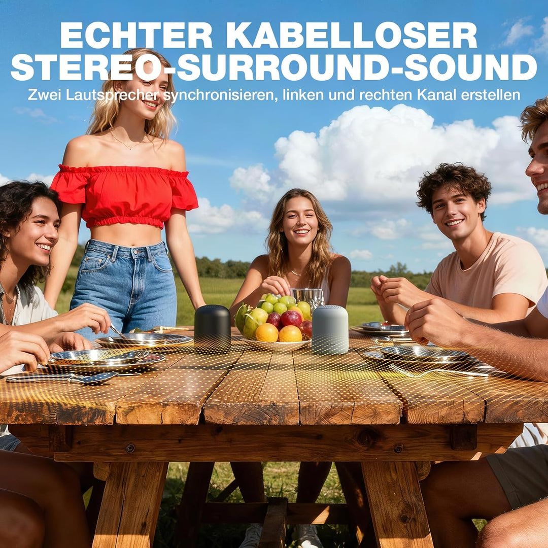 Bobtot Tragbarer Bluetooth Lautsprecher, kabellos, wasserdicht klein, mit 24 Stunden Akkulaufzeit, l
