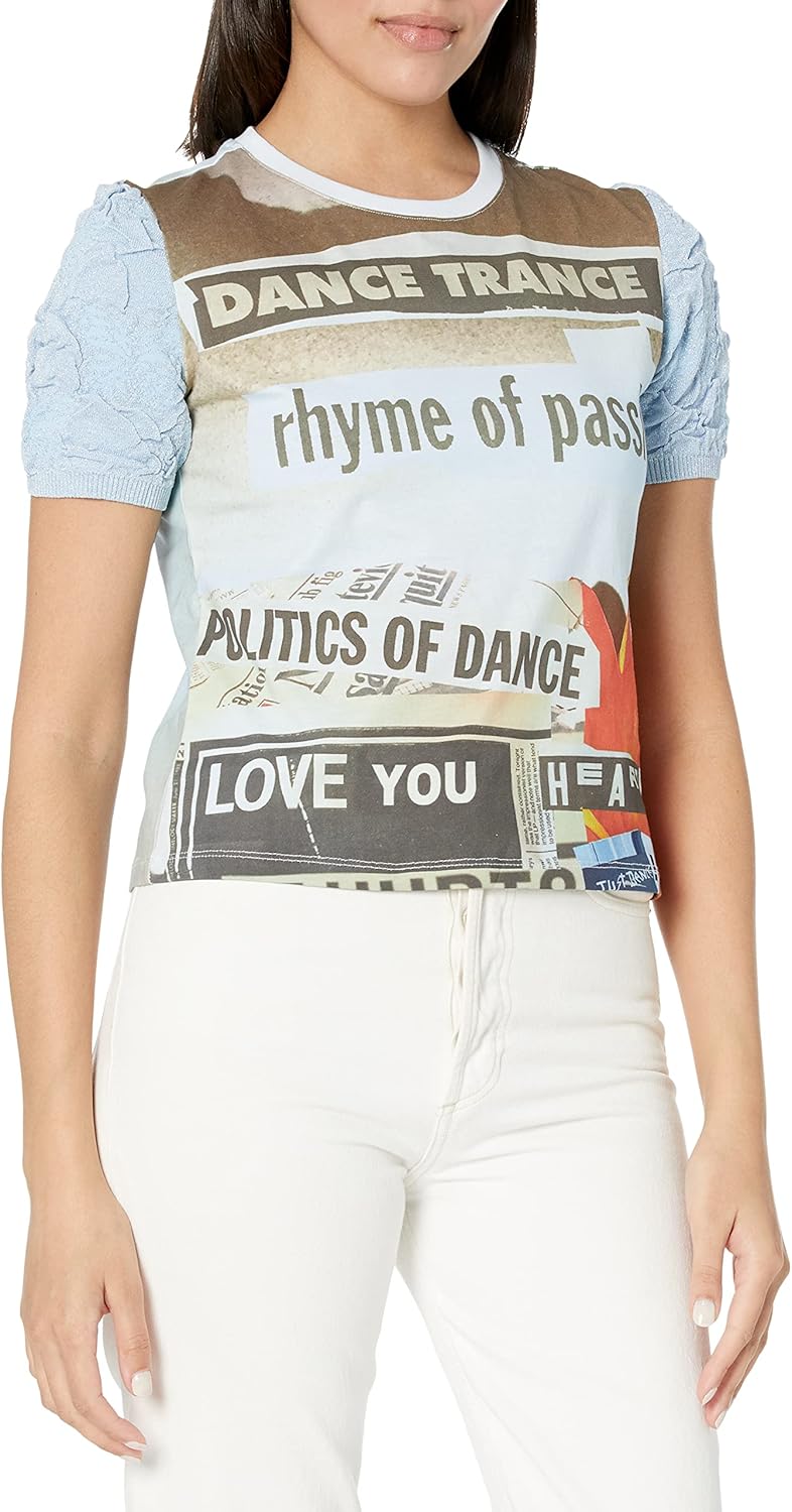 Desigual Damen T-Shirt L Blau, L Blau