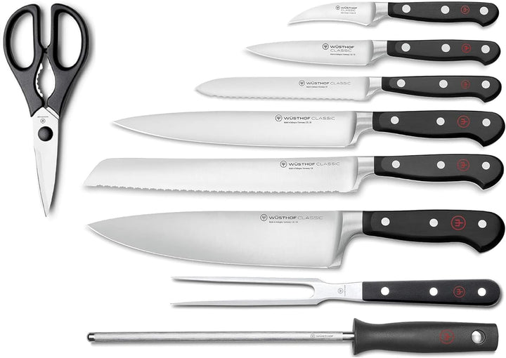 WÜSTHOF Classic Messerblock mit 9 Artikeln 9-teilig Helle Buche, 9-teilig Helle Buche
