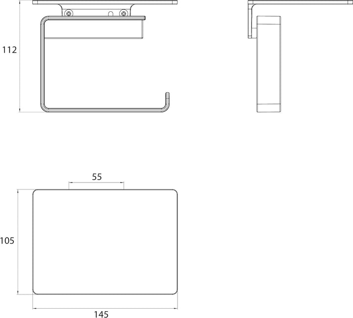EMCO Loft Papierhalter mit Ablage, moderner Toilettenpapierhalter mit Abstellfläche zur Wandmontage,