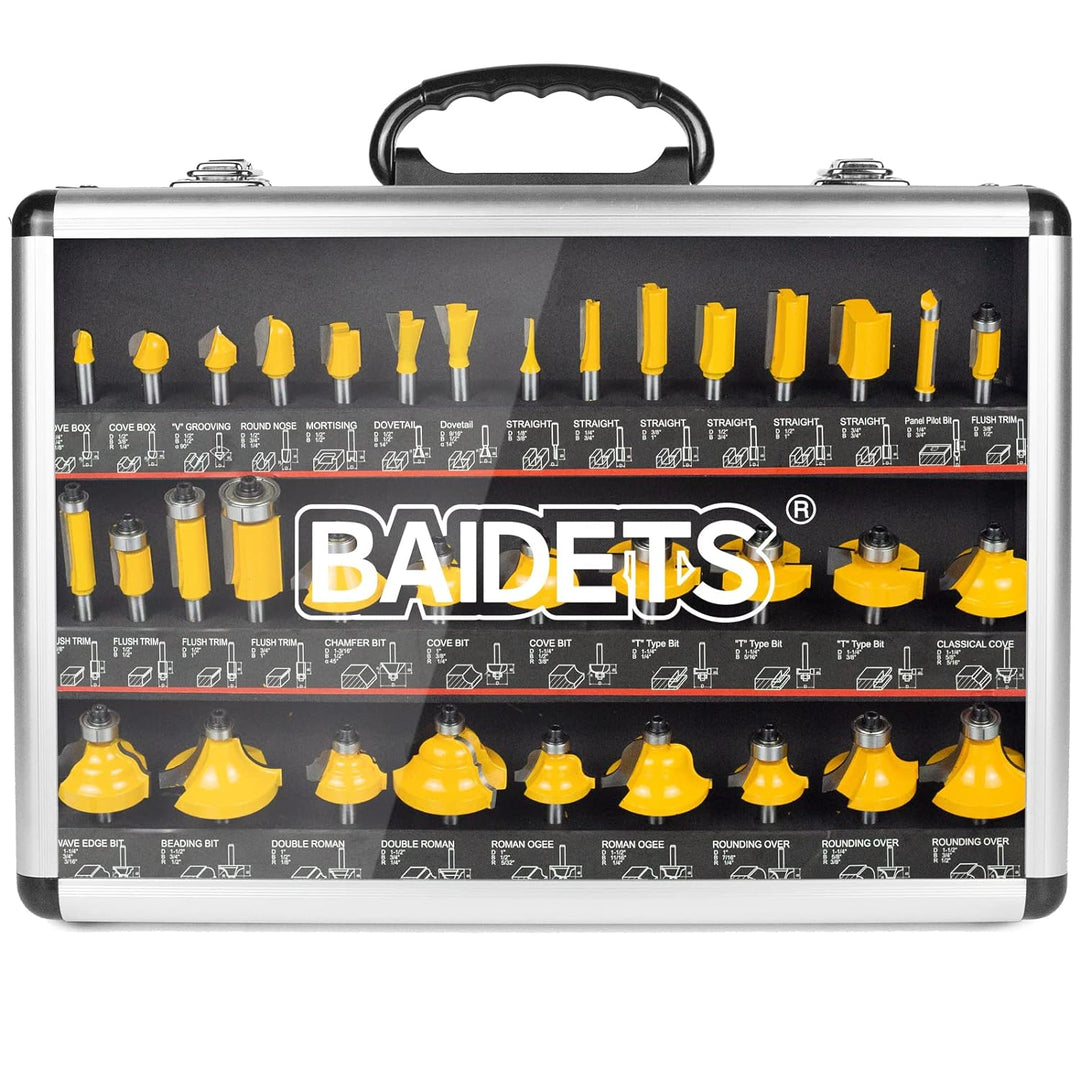 Oberfräsen-Bits-Set 1/4 Zoll Schaft – BAIDETS 35 Stück 1/4 Zoll Fräser-Bits für professionelle Tisch