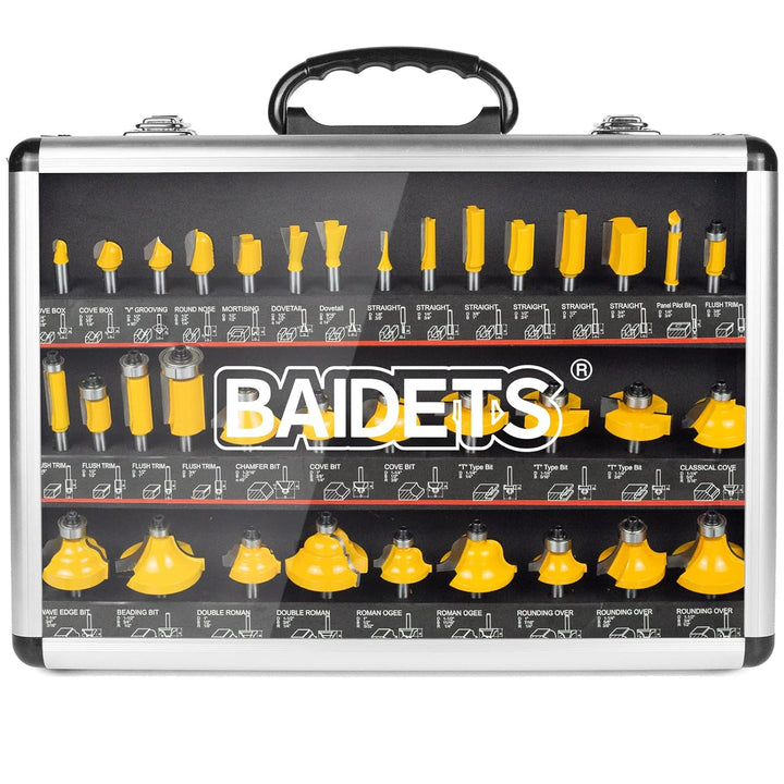 Oberfräsen-Bits-Set 1/4 Zoll Schaft – BAIDETS 35 Stück 1/4 Zoll Fräser-Bits für professionelle Tisch
