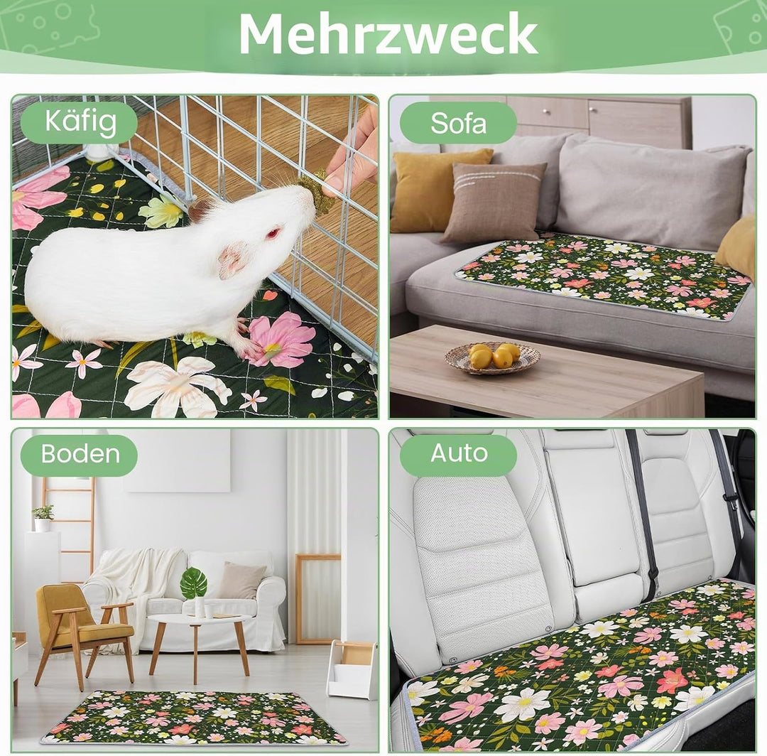 2 Pack Wiederverwendbare Unterlage für Meerschweinchen,Waschbar,Kleintier Matten für Kaninchen,Hamst