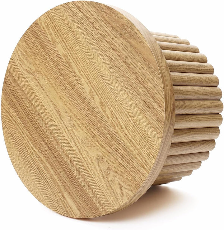 Hometopia Couchtisch rund, Moderner Wohnzimmertisch in Holz, Ø60 cm X H40 cm Kaffeetisch für Wohnzim