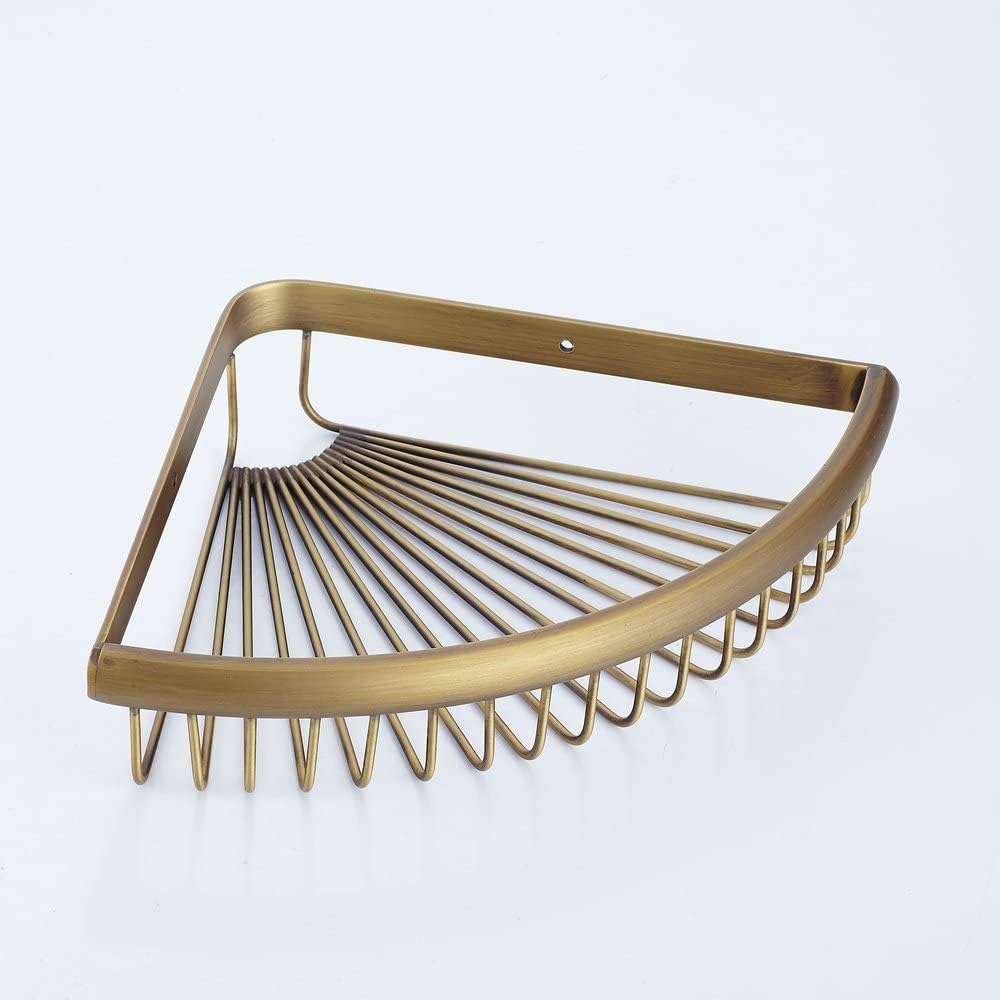 Beelee BA8401A Eckablage aus Massives Messing Antikes Messing zur Wandmontage, 21.5 * 21.5cm,, Antik