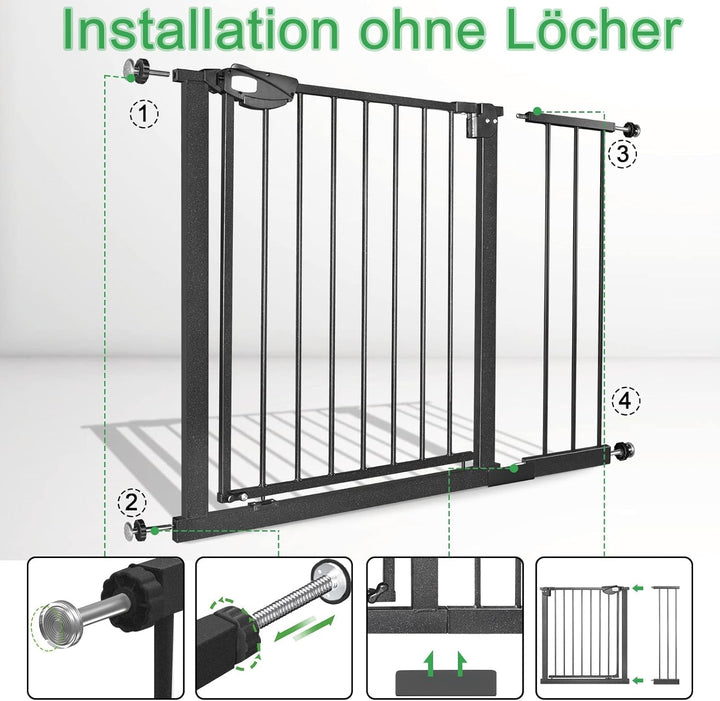 UISEBRT Türschutzgitter Ohne Bohren Treppenschutzgitter für Kinder 85-95cm breit, Auto-Close Baby Sc
