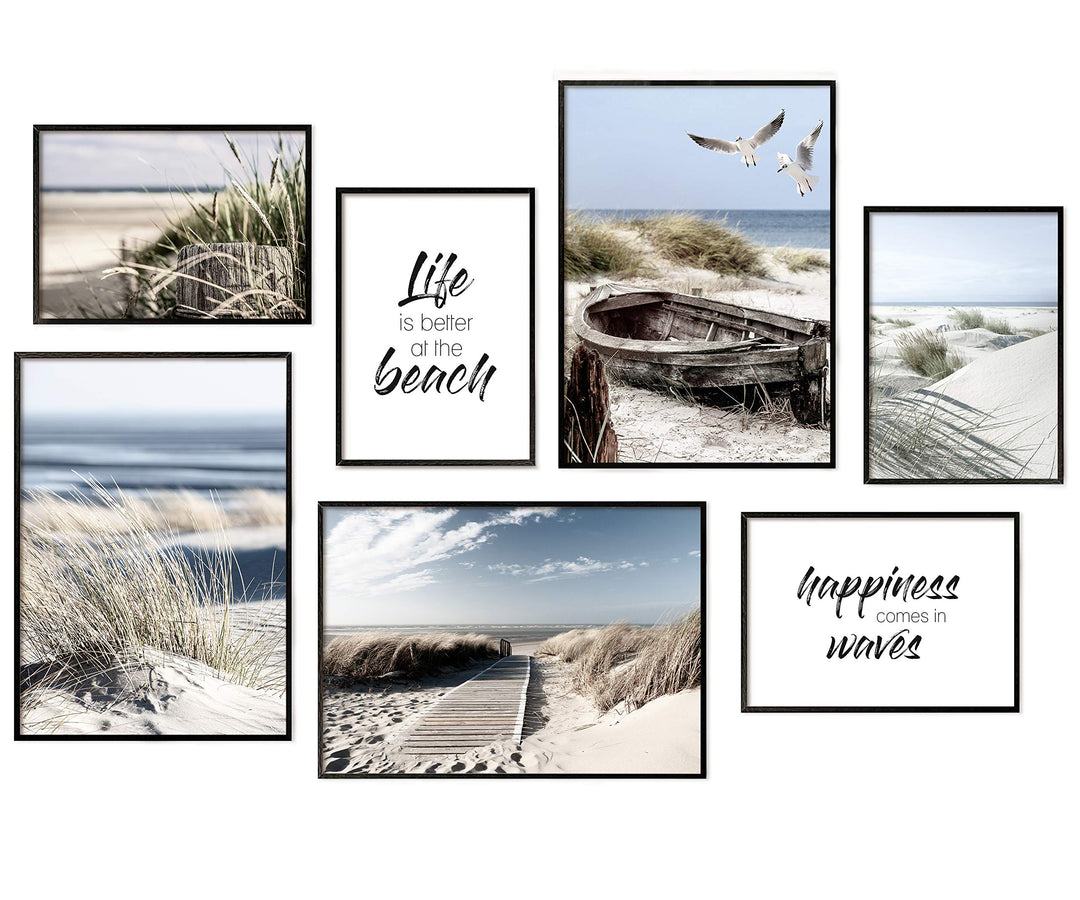 Hyggelig Home Premium Poster Set - 7 passende Bilder im stilvollen Set - Collage Bild Wand Deko - Se