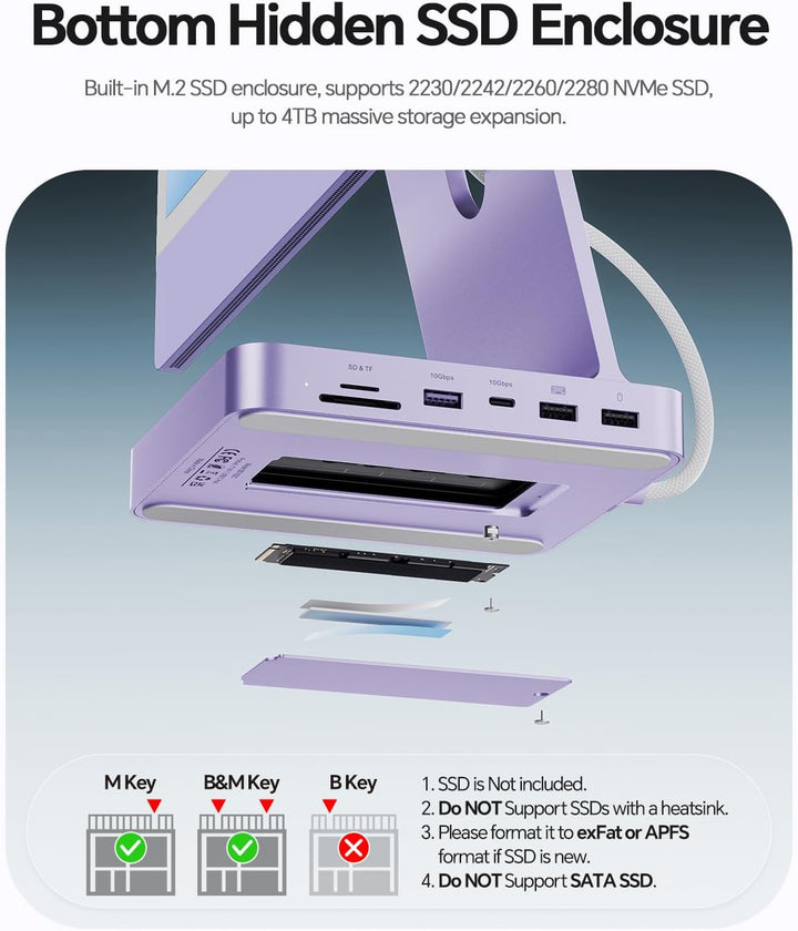 Upgraded iMac Hub für M1/M3/M4, iMac Zubehör M4 unterstützt 4TB SSD-Gehäuse (SSD Nicht Enthalten), U