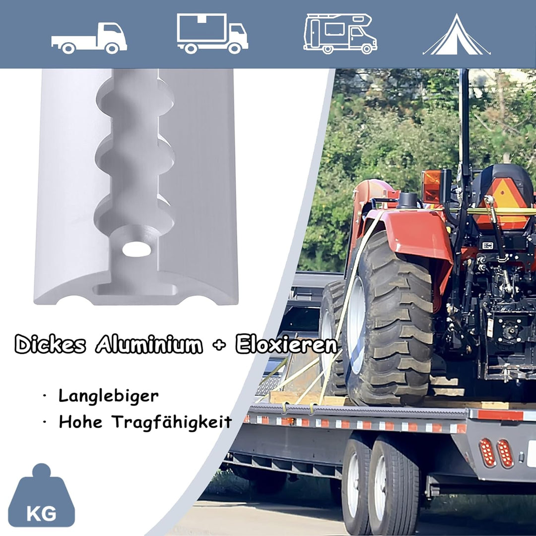 NAIZY 4 x 1m Airlineschiene Set Aluschiene mit 10 Zurrösen, Kederschiene Set inkl. M6 Bohrungen, Sch