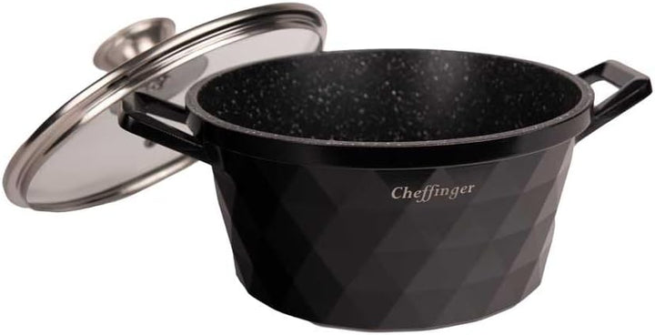 Cheffinger Diamond Line Topfset 6-teilig, Schwarz