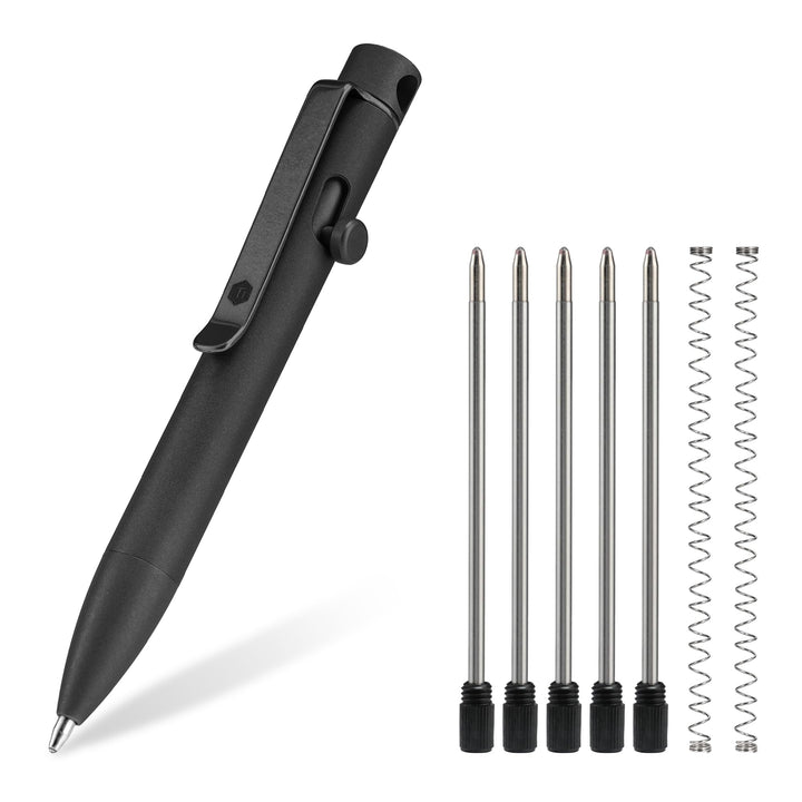 KeyUnity KP04BK Kugelschreiber aus Titanlegierung mit Clip, einziehbarer EDC-Taschenstift aus Metall