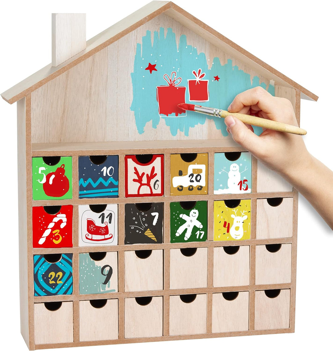BRUBAKER Adventskalender zum Befüllen mit 24 Schubladen - Wiederverwendbarer DIY Weihnachtskalender