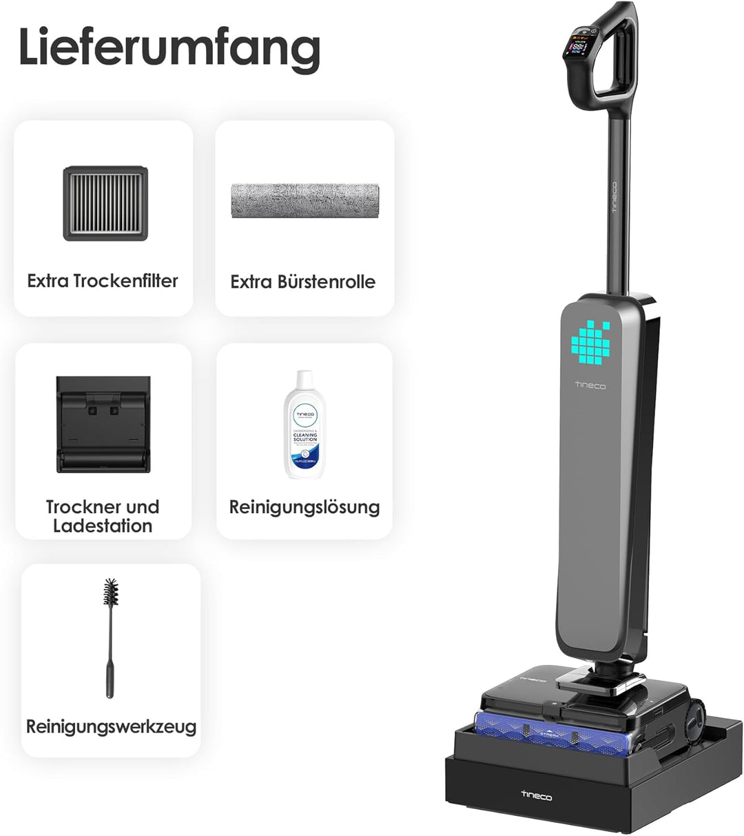 Tineco Floor One S9 Scientist Nass-Trockensauger - Smarte StreakFree-Abstreifer gegen Wasserspuren,