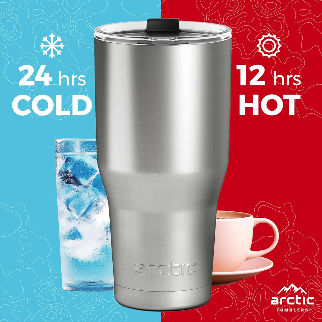 Arctic Tumblers Isolierbecher mit Strohhalm und Reiniger, 850 ml, hält Temperatur bis zu 24 Stunden,