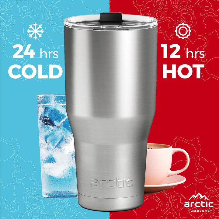 Arctic Tumblers Isolierbecher mit Strohhalm und Reiniger, 850 ml, hält Temperatur bis zu 24 Stunden,