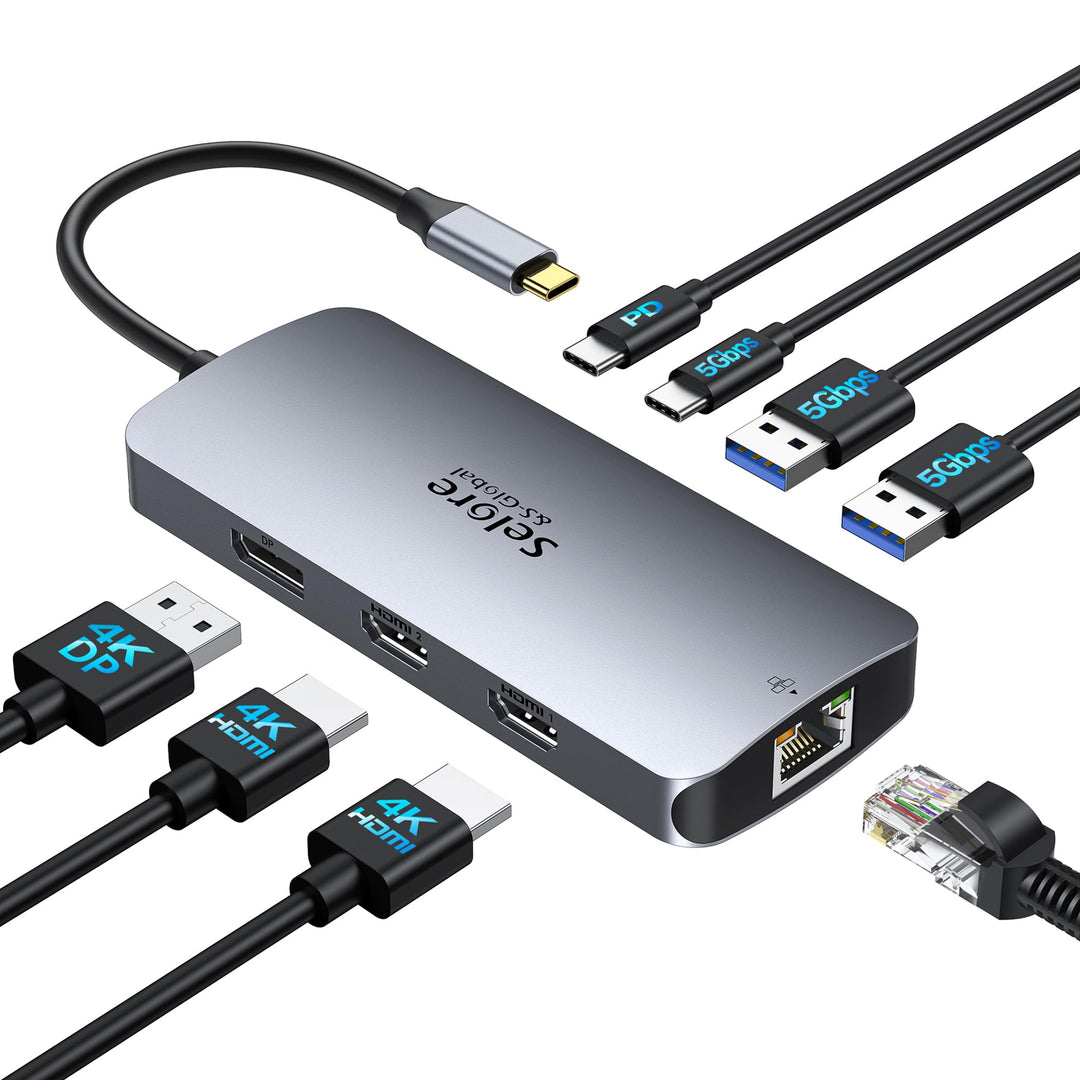 USB C Docking Station Dual Monitor, 8 in 1 Laptop Docking Station Triple 4K Display DockingStation m