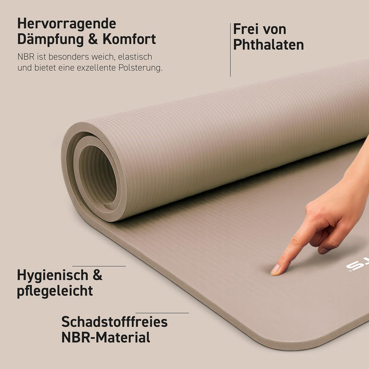 Gymnastikmatte | Yogamatte Premium rutschfest inkl. Tragegurt + Übungsposter + Workout App I Hautfre