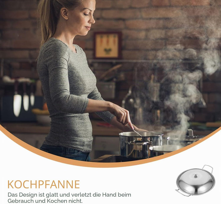 1 Set Mini Edelstahl Wok Pfanne Mit Griff Deckel, Suppentöpfe Küchenkochgeschirr Für Gasinduktion Od