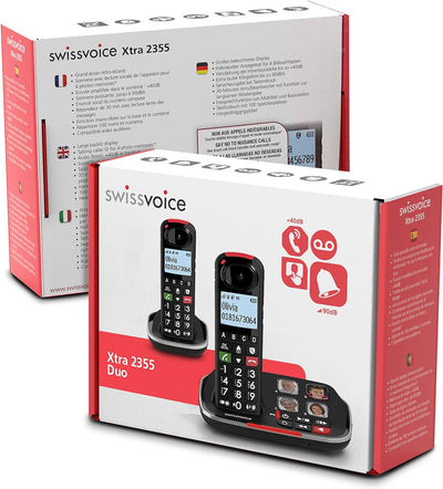 Swissvoice Xtra 2355 Duo schnurloses DECT Grosstasten Telefon mit Anrufbeantworter, Zwei Mobilteile,